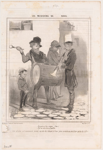 Vier straatmuzikanten, Honoré Daumier, 1843 Canvas Print