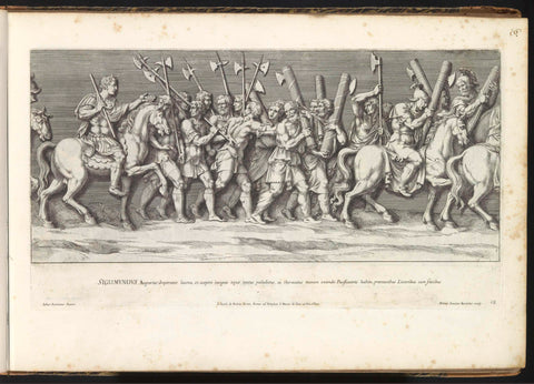 Part of a triumph procession with senators and politicians on horseback, Pietro Sante Bartoli, 1680 Canvas Print