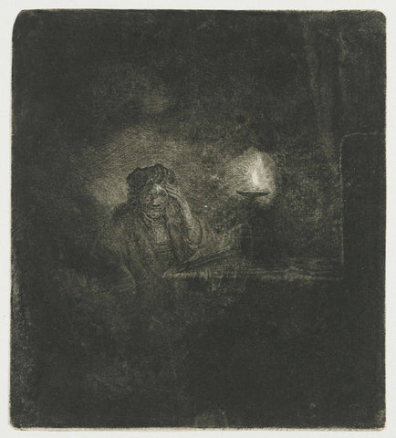 Student at a table by candlelight, anonymous, 1640 - 1645 Canvas Print