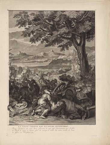 Battle of Alexander the Great and Poros (plate 3), Bernard Picart (workshop or), 1717 Canvas Print