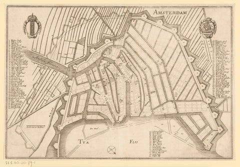 Fortress map of Amsterdam, Caspar Merian, 1654 - c. 1700 Canvas Print