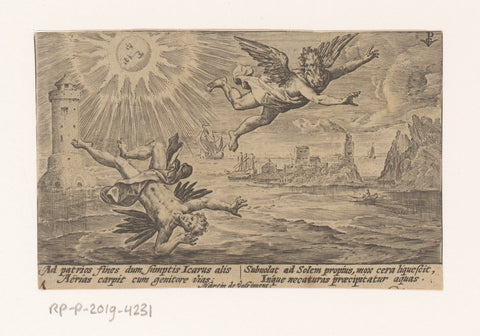 Fall of Icarus, Crispijn van de Passe (I), 1602 - 1604 Canvas Print