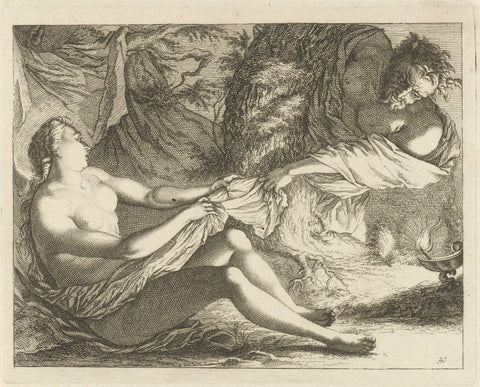 Voluptuous satyr with a nymph, Arnold Houbraken, 1700 - 1750 Canvas Print