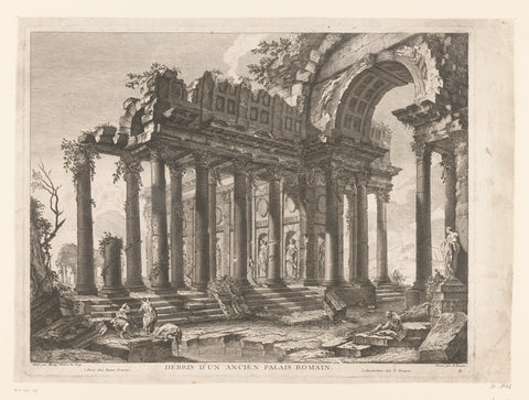 Ruin of an ancient Roman palace, Pierre François Basan, 1739 - 1797 Canvas Print