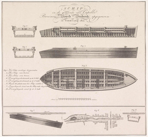 Shipwreck excavated in Capelle, 1822, anonymous, 1822 - 1824 Canvas Print