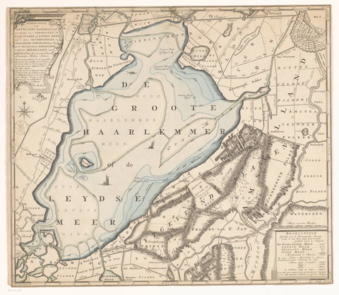 Map of the Haarlemmermeer and surrounding areas, anonymous, in or after 1740 Canvas Print