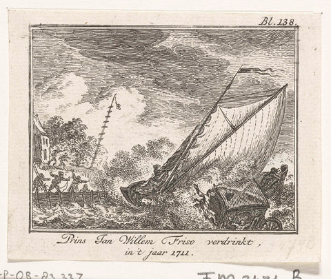 Prince Johan Willem Friso drowns at Moerdijk, 1711, Simon Fokke, 1756 - 1758 Canvas Print