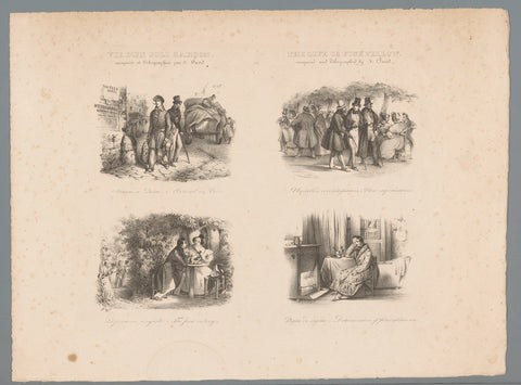 Four performances from the life of a young man, Jules David (1808-1892), 1833 Canvas Print