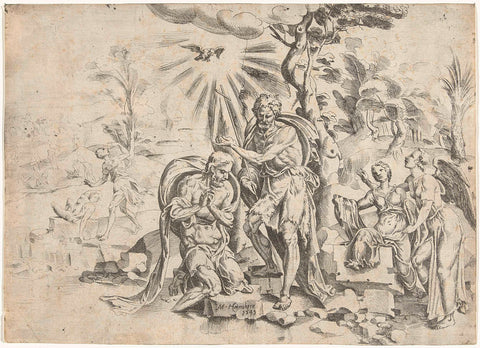 Baptism of Christ, Dirck Volckertsz. Coornhert (attributed to), 1549 Canvas Print