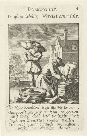 Bricklayer, Caspar Luyken, 1694 Canvas Print