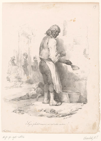 Bricklayer at a Wall, Nicolas Toussaint Charlet, c. 1821 Canvas Print