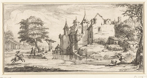 Landscape with a castle, Jacques Callot, 1630 - 1660 Canvas Print