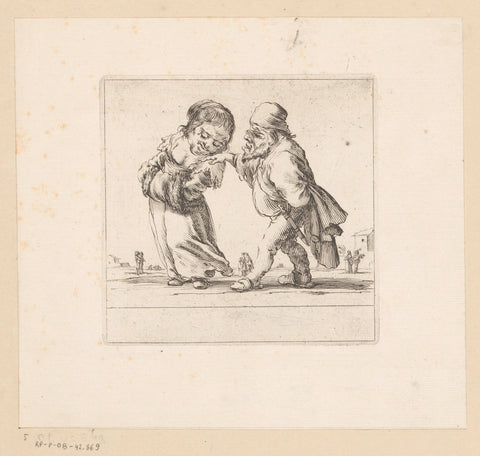 Caricature of a couple in love, François Collignon, 1620 - 1687 Canvas Print