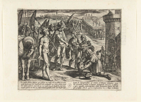 Envoys from Cologne bring Civilis gifts, 69-70, Antonio Tempesta, 1612 Canvas Print