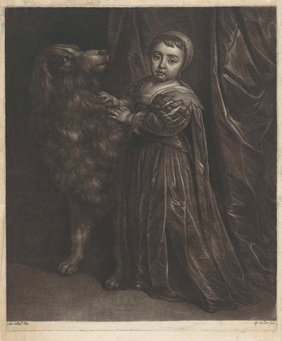 Portrait of Charles II as a child with dog, Wallerant Vaillant, 1658 - 1677 Canvas Print