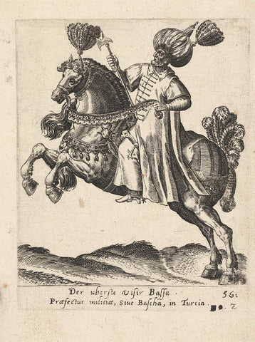 Grand vizier Ibrahim Pasha on horseback, Abraham de Bruyn (attributed to), 1577 Canvas Print