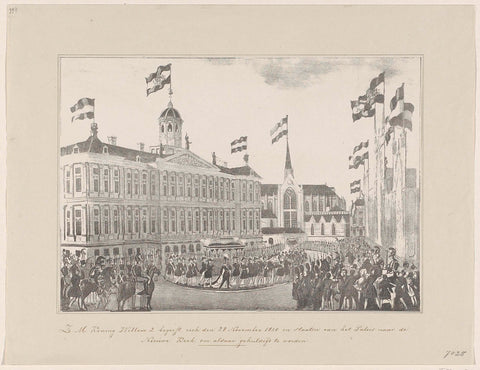 Z.M. King William 2 moves from the Palace to the Nieuwe Kerk on 28 November 1840, to be honoured there, anonymous, 1840 Canvas Print