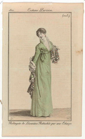 Journal des Dames et des Modes, Costume Parisien, 20 November 1810, (1103): Redingote de Lévantin (...), Pierre Charles Baquoy, 1810 Canvas Print