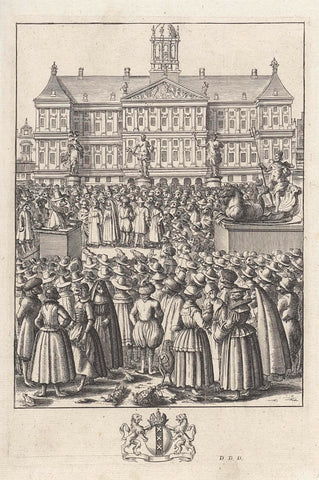 Inhabitants of Amsterdam in the form of frogs gathered on Dam Square, anonymous, 1665 Canvas Print