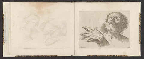 Hand and Head of an Elderly Man Looking Up, Giuseppe Maria Mitelli, c. 1663 - c. 1666 Canvas Print