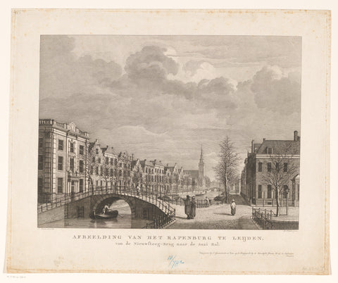 View of the Rapenburg in Leiden of the Nieuwsteegbrug, 1807, Reinier Vinkeles (I), in or after 1807 Canvas Print