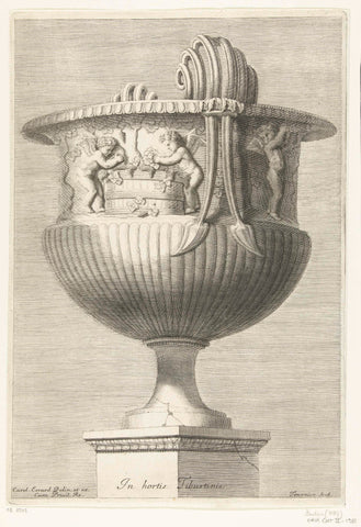 Vase with frieze on pedestal, Georges Tournier, c. 1650 Canvas Print