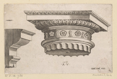 Doric capital, Agostino Veneziano, 1536 Canvas Print