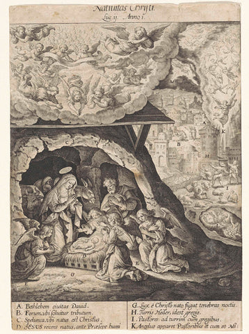 Nativity of Christ, Hieronymus Wierix, 1593 - 1643 Canvas Print