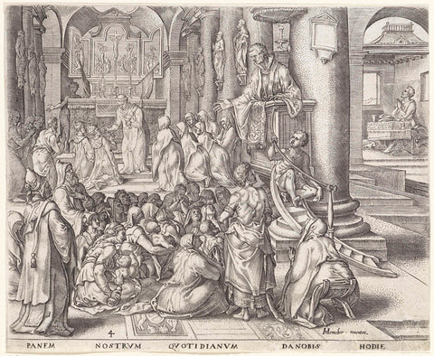 Give us today the bread we need, Johannes Wierix, 1569 - 1573 Canvas Print