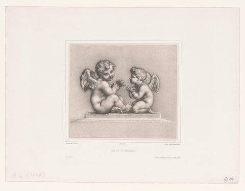 Two putti haspelen wool, Hyacinthe Louis Victor Jean Baptiste Aubry-Lecomte, 1848 Canvas Print