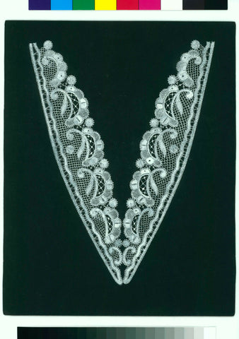 Lace design of a v-shaped collar in white ink on black cardboard, J.H. Pleging-Faber, c. 1920 - c. 1935 Canvas Print