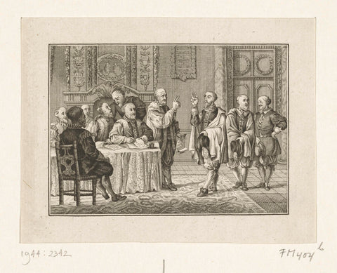 Mayor Joost Buyck of Amsterdam takes Philip II's oath, 1549, Barent de Bakker, 1780 - 1782 Canvas Print