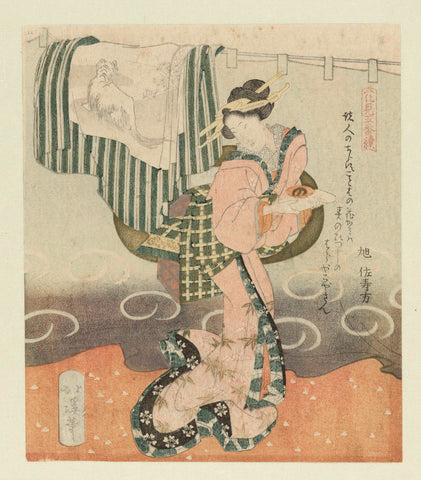 Woman with sake cup, Totoya Hokkei, 1823 Canvas Print