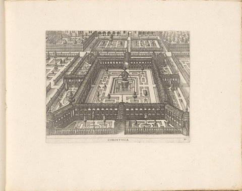 Garden with central ground floor surrounded by a corridor of railings and in the middle a fountain, Hans Vredeman de Vries, c. 1635 - c. 1640 Canvas Print