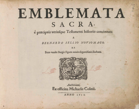 Title page for: Emblemata sacra, 1613, anonymous, 1613 Canvas Print