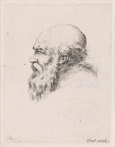 Head of an old bald man with beard, in profile to the left, Stefano della Bella, 1650 Canvas Print