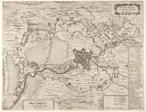 Map of the Siege of Breda, 1624, anonymous, 1647 - 1651 Canvas Print