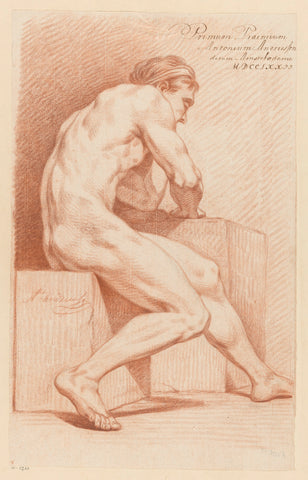 Seated male nude, seen from the side (1st prize 1772), Anthony Andriessen, 1772 Canvas Print