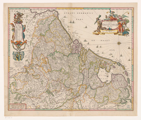 Map of the Seventeen Provinces, Abraham Jansz. Door, 1656 - 1663 Canvas Print