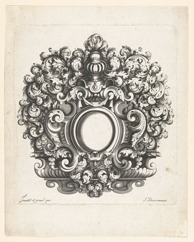 Round cartouche surrounded by leaf vines on a console, Simon Desormeaux (circle of), c. 1670 - c. 1676 Canvas Print