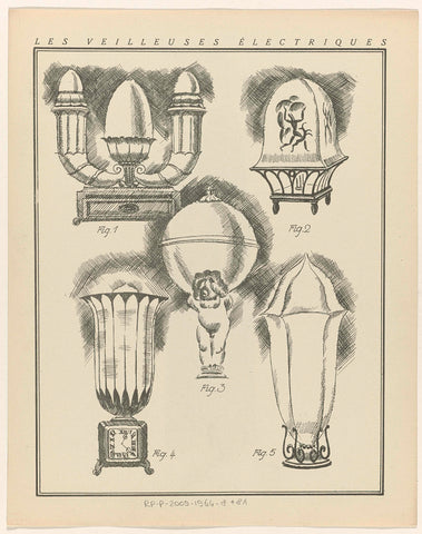 Gazette du Bon Ton, 1922 - No. 10. Pl. II verso: Les veilleuses électriques, David (possibly), 1922 Canvas Print