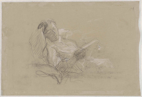 Person lying in bed, Albert Neuhuys (1844-1914), 1854 - 1914 Canvas Print