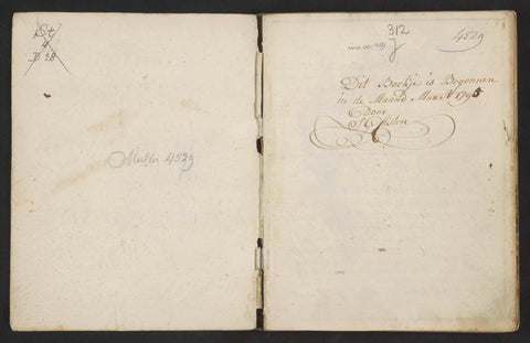 Flyleaf and sheet with inscription of the draughtsman, S.G. Casten, 1795 Canvas Print