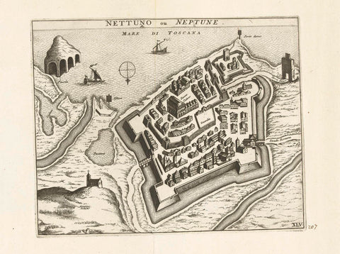 Map of Nettuno, ca. 1702, anonymous, 1702 - 1703 Canvas Print