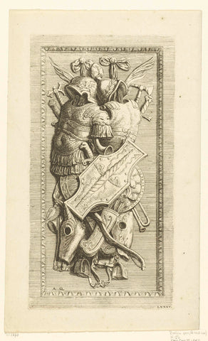 Trophy on panel with egg frame, Hubert Quellinus, 1719 Canvas Print