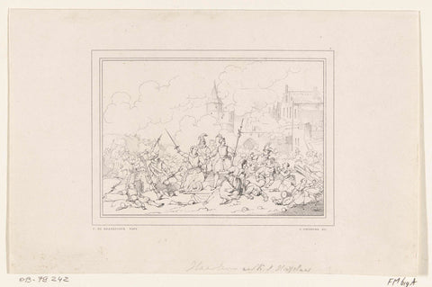 Kenau during the siege of Haarlem, 1573, Charles Onghena, 1816 - 1886 Canvas Print