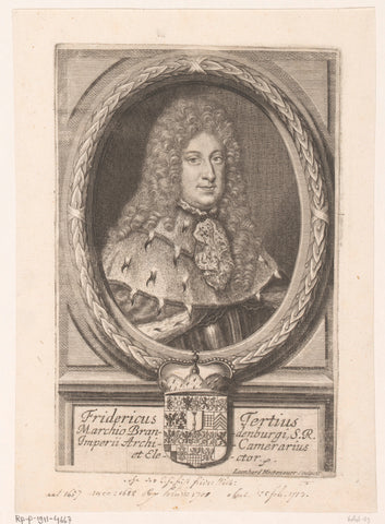 Portret van Frederik I, koning van Pruisen, Leonhard Heckenauer, 1690 - 1697 Canvas Print