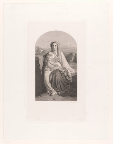 Maria met Kind in de woestijn, Achille Louis Martinet, 1846 - 1869 Canvas Print