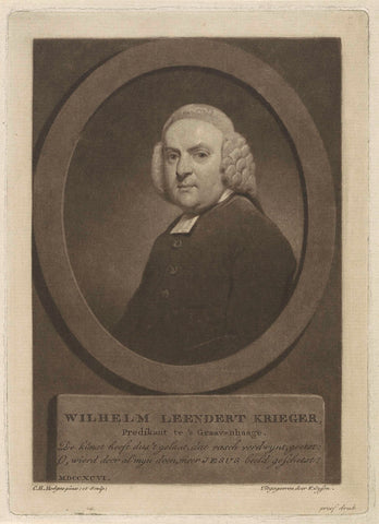 Portrait of the preacher Wilhelm Leendert Krieger, Charles Howard Hodges, 1796 Canvas Print