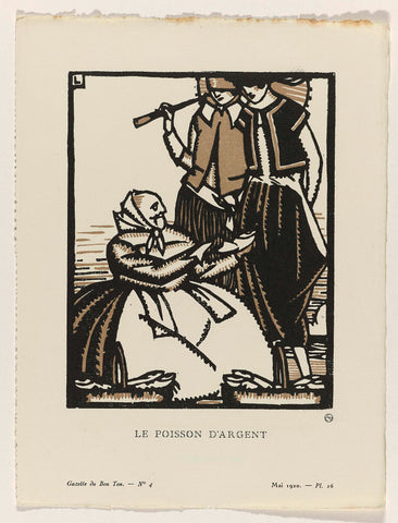 Gazette du Bon Ton, 1920 - No. 4, Pl. 26: Le poisson d'argent, Maurice Leroy, 1920 Canvas Print